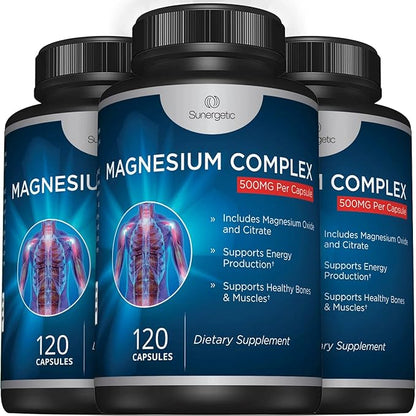 Premium Magnesium Citrate Capsules – Powerful 500mg Magnesium Oxide & Citrate Supplement – Helps Support Healthy Bones, Muscles, Teeth, Energy & Relaxation – 120 Vegetable Capsules