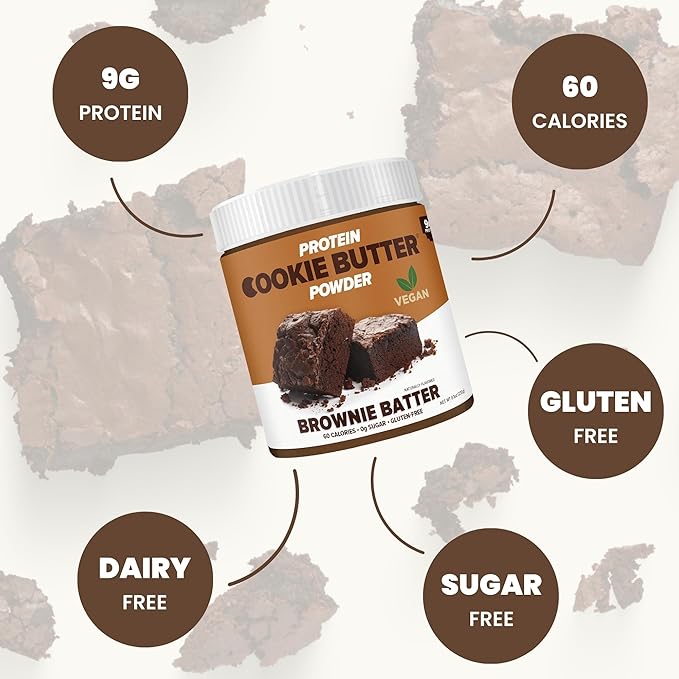 Flexible Dieting Lifestyle Vegan Protein Cookie Butter Powder - Brownie Batter | Dairy-Free, Keto-Friendly, Low Carb, Sugar-Free, Gluten-Free | Easy to Mix, Bake and Spread | 8.1oz