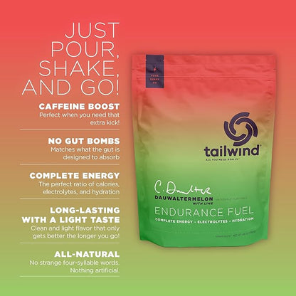 Tailwind Nutrition Endurance Fuel, Sports Drink Powder Mix with Electrolytes, Non-GMO, Free of Soy, Dairy, and Gluten, Vegan, Dauwaltermelon, 50 Servings