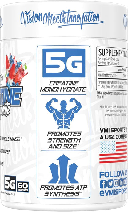 VMI Sports Creatine Monohydrate Powder Muscle Mass – Strength – Size – Power | 5 Grams per Serving (60 Servings, Patriot Pop)