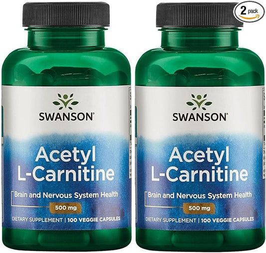 Swanson Acetyl-L-Carnitine - Amino Acid Supplement Promoting Cognitive Health & Muscle Support - Natural Formula May Promote Nervous System Health - (100 Veggie Capsules) 2 Pack