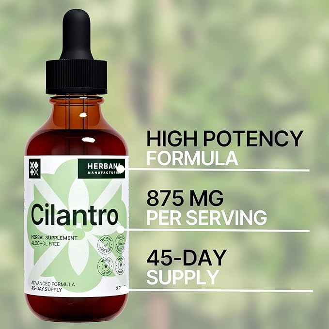 Cilantro Leaf 2 fl oz Liquid Extract - Organic Coriandrum Sativum Drops for Body Cleansing & Detox - Natural Calming Herbal Tincture Supplement for Nervous System - High Potency - 45-Day Supply