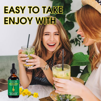 Mullein Drops for Lungs - Mullein Leaf Extract for Lungs - Mullein Leaf Extract - Lung Detox for Smokers-Mullins Detox Lungs for Lung Cleanse, Respiratory - 2 fl oz