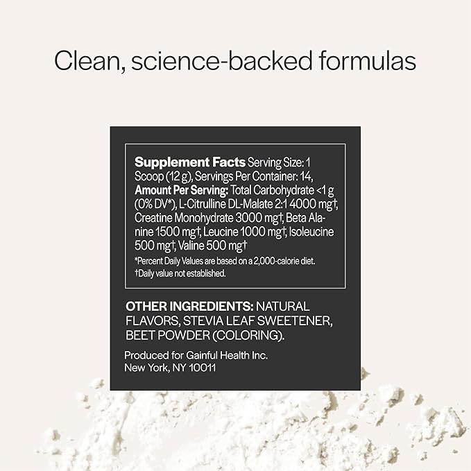 Gainful Pre Workout Powder, Caffeine Free with Creatine, L Citrulline, Beta Alanine, BCAA's, Energy & Muscle Support, Watermelon, 14 Servings