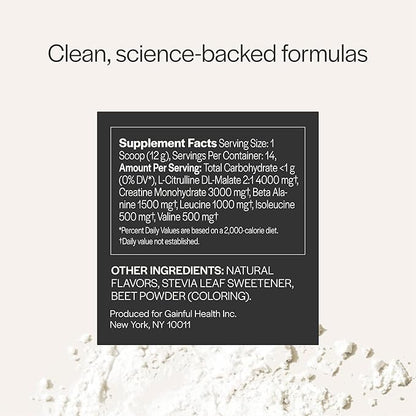 Gainful Pre Workout Powder, Caffeine Free with Creatine, L Citrulline, Beta Alanine, BCAA's, Energy & Muscle Support, Watermelon, 14 Servings