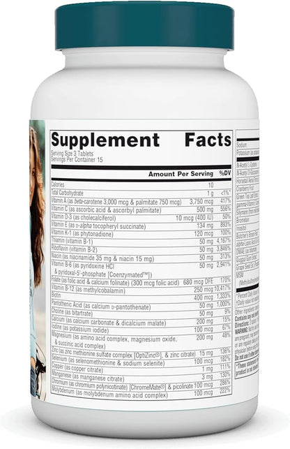 Source Naturals Women's Life Force Multiple Iron Free - Daily Complete Multivitamin 13 Essential Vitamins, Antioxidants, Herbs, Nutrients & Minerals - Enhanced Energy & Immune Boost - 45 Tablets