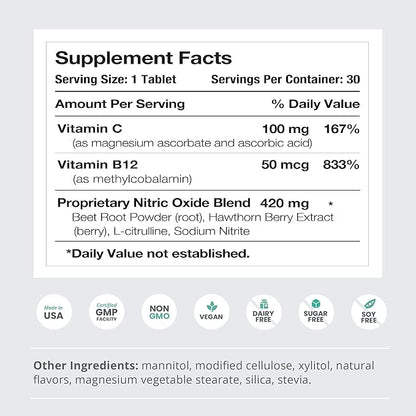 humanN Neo40 Daily Heart & Blood Circulation Supplements to Boost Nitric Oxide - Supports Blood Pressure - from Maker of SuperBeets -Includes 30 Dissolvable Tablets - Tasty Fruity Flavor