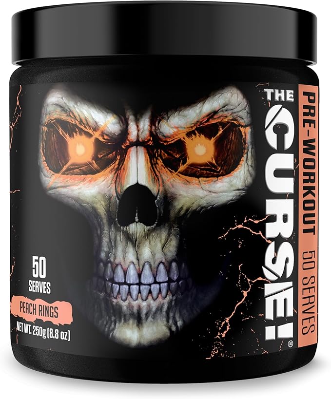 JNX SPORTS The Curse! Pre Workout Powder - Peach Rings 50 Servings | Preworkout: Boost Strength, Energy + Focus for Men & Women | Caffeine, Beta-Alanine, Creatine & L-Citrulline