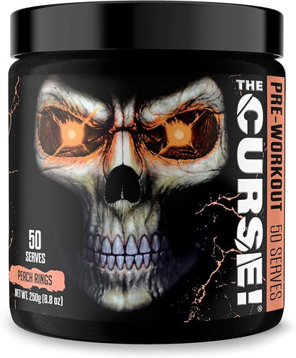 JNX SPORTS The Curse! Pre Workout Powder - Peach Rings 50 Servings | Preworkout: Boost Strength, Energy + Focus for Men & Women | Caffeine, Beta-Alanine, Creatine & L-Citrulline