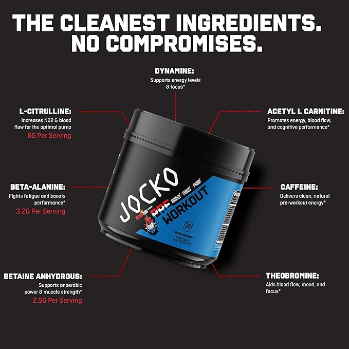 Jocko Fuel Ultimate Pre Workout Powder - Pre-Workout Energy Powder Drink for Men & Women - High Stim Sugar-Free Nootropic Blend to Support Muscle Pump, Energy, & Recovery 200mg Caffeine Nitro Pop