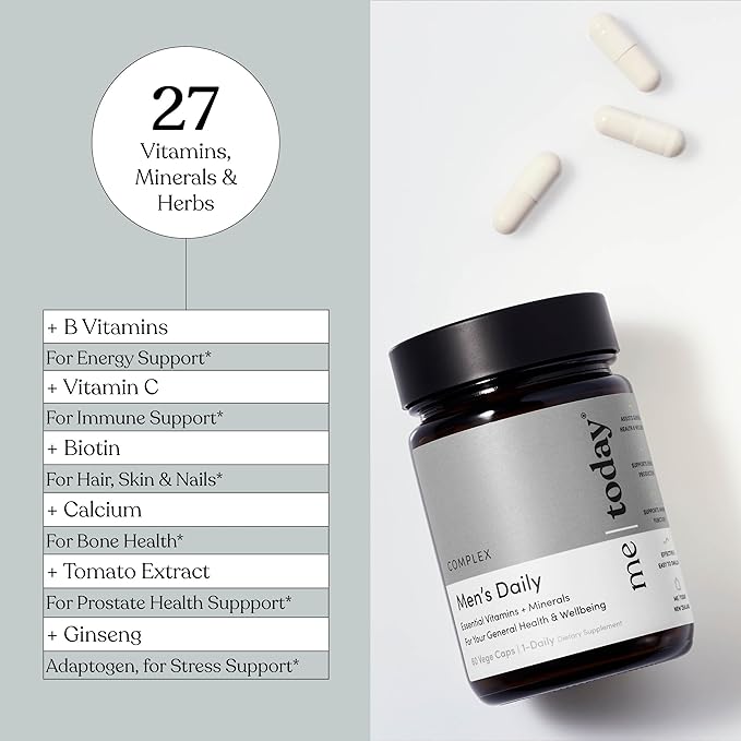 Multivitamin for Men, Mineral Supplements with 27 Vitamins, Minerals and Herbs, Including D, C, A, B, Biotin and Zinc, Vegetarian | General Health Supplements | 60 Capsules
