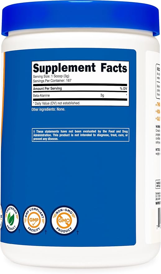 Nutricost Beta Alanine 500 Gram Bottles (2 Pack for 1 KG) - Pure Beta Alanine