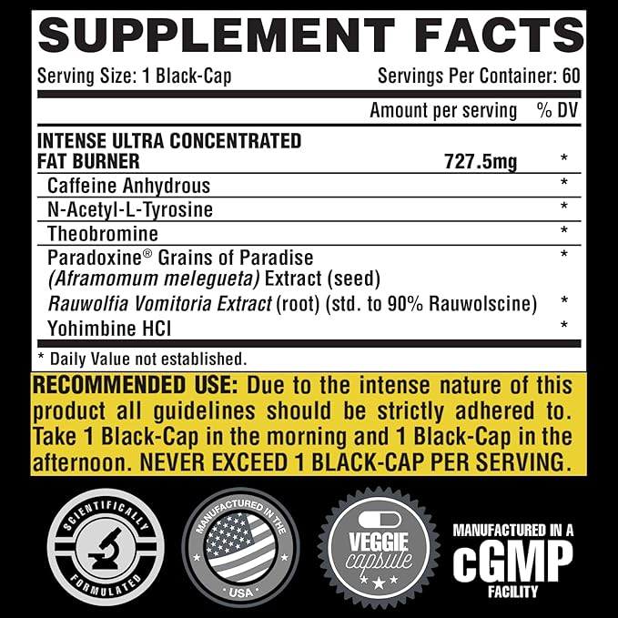 Nutrex Research Lipo-6 Black Intense Ultra Concentrate | Intense Thermogenic Fat Burner - Weight Loss Supplement | 60 Diet Pills (Pack of 2)
