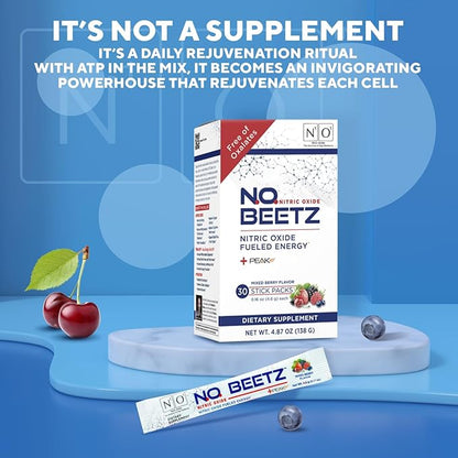 N.O. Beetz Nitric Oxide Supplement | Enhance Hydration, Cellular Energy & Nitric Oxide Production | Beet Benefits Without The Taste | Flavorful & Fresh | 30 Servings