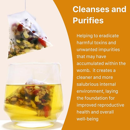 Auranic Natural Womb Detox Tea, Uterus Cleansing Detox Tea for Women to Get Pregnant Fast Fertility Tea, Herbal Fibroid Tea for Relieve Menstrual & Period Cramps, Uterus Cleanse Woman Health Care