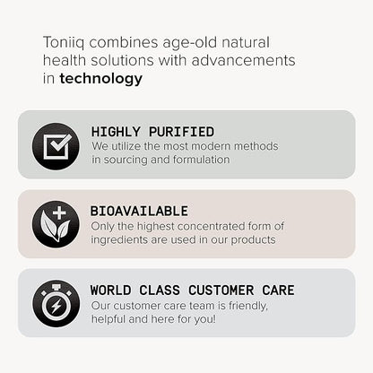 Toniiq 1300mg NAC - 4 Month Supply - Min. 98%+ Tested Purity - Ultra High Strength Bioavailable NAC Cysteine Supplement - 240 Vegetarian N Acetyl Cysteine Capsules -Lab Tested TQ