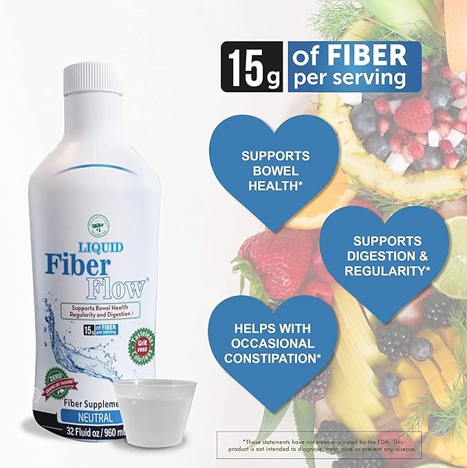 Nutritional Designs Liquid Fiber Flow Sugar-Free Prebiotic Inulin Fiber Supplement, All Natural Bowel Regularity Drink for Healthy Intestinal Balance (Liquid)
