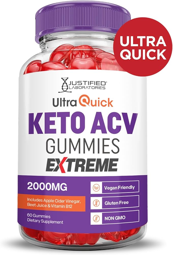 (5 Pack) Ultra Quick Keto ACV Gummies Extreme 2000MG Ultraquick Keto Gummies Apple Cider Vinegar Formulated with Pomegranate Beet Juice Powder B12 Vegan Non GMO 300 Gummys
