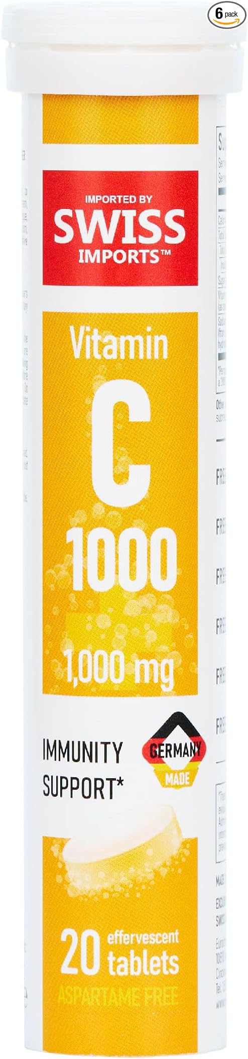 Effervescent Vitamin C 1000mg Dietary Supplement, 6-Pack, 120 Tablets