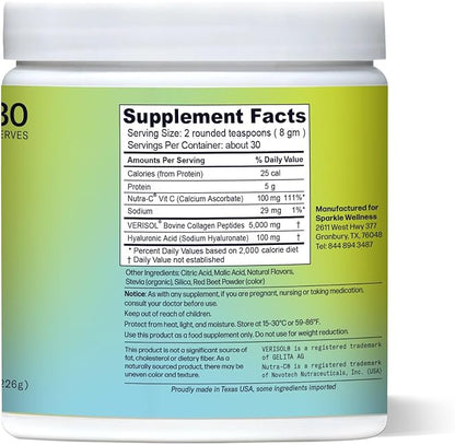 Sparkle Wellness Skin Boost Plus (Acai Lemonade) [30-Serves] | Collagen Powder Supplement with VERISOL Bioactive Hydrolyzed Collagen Peptides, Vitamin C & Hyaluronic Acid to Improve Skin Elasticity