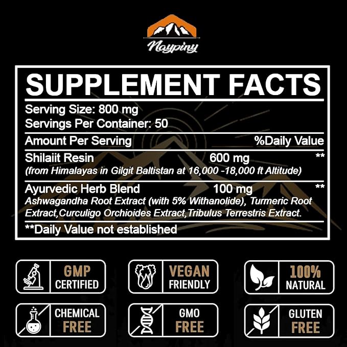 Shilajit Pure Himalayan Organic Resin - 800mg Maximum Potency Natural Organic Shilajit Resin with 85+ Trace Minerals & Fulvic Acid for Energy, Immune Support, Men & Women, 30 Grams