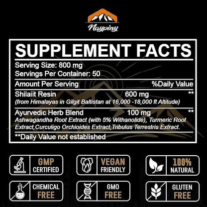 Shilajit Pure Himalayan Organic Resin - 800mg Maximum Potency Natural Organic Shilajit Resin with 85+ Trace Minerals & Fulvic Acid for Energy, Immune Support, Men & Women, 30 Grams