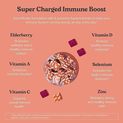 Chewsy 6-in-1 Immune Support Supplement Fruity Chews with Elderberry, Vitamin C, A & D, Zinc & Selenium - 6-Day Supply, Individually Wrapped Immunity Vitamins Chews for Adults and Kids