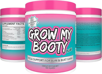 SPAZMATIC Grow My Booty Plus Butt Enhancement Booty Pills - Mega Booty and Bust Fast Growth Formula Glute Booster
