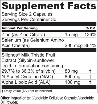LiverWell Liver Cleanse, Rejuvenation, Metabolic Support - Liver Supplement for Liver Health w/Highly Bioavailable Milk Thistle Extract, N-Acetyl Cysteine, Alpha Lipoic Acid, Zinc, Selenium - 2 Pack
