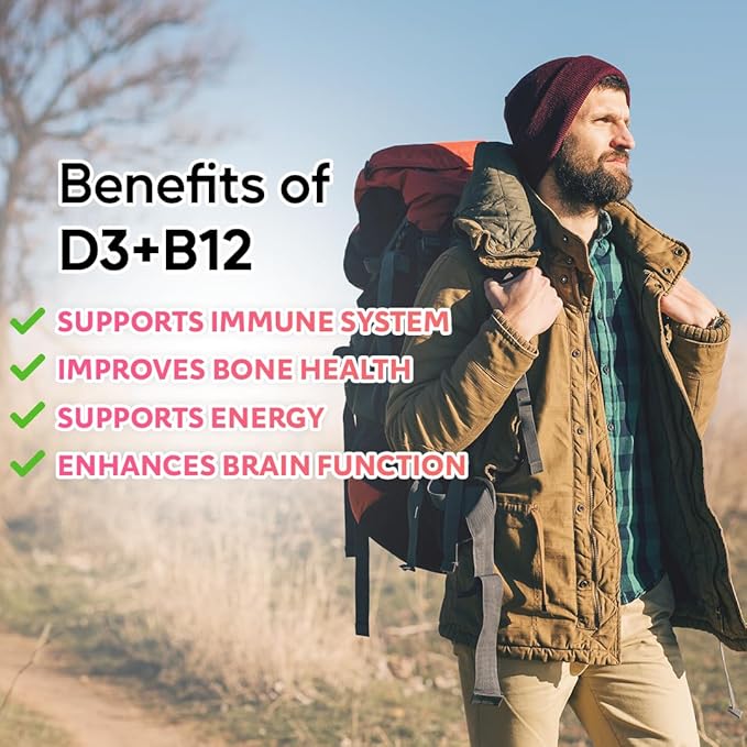 Liposomal Liquid Vitamin D3 + Vitamin B12 Spray |2 Month Supply|1 fl oz|Non-GMO |Sugar Free|Travel Friendly|Immune Support, Bone Health, Supports Energy, Brain Function