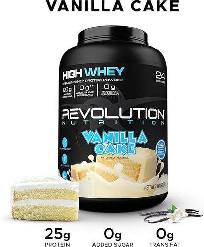 High Whey, Protein Powder, Whey Isolate, Gluten Free, Lean Muscle Mass for Men & Women, 25g of Protein Per Scoop, 908 g, 24 Servings (Vanilla Cake, 2 Pound)