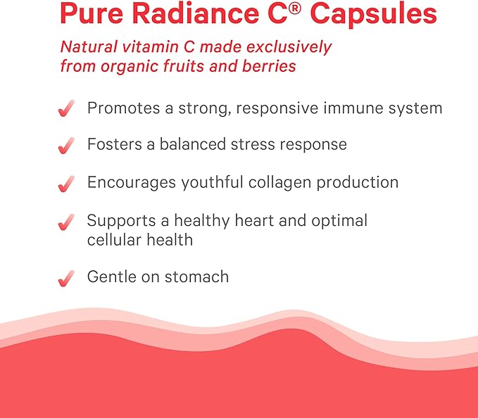 PURE SYNERGY Pure Radiance C | Organic Vitamin C Capsules | 100% Natural, Whole Food, Non-GMO Supplement with Camu Camu Extract | for Immune and Collagen Support (90 Capsules)