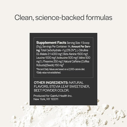 Gainful Pre Workout Powder with Caffeine, L Theanine, L Citrulline, Beta Alanine, BCAA's, Energy & Muscle Support, Watermelon, 14 Servings