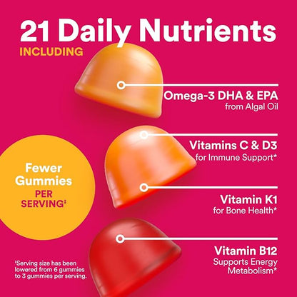 SmartyPants Women's Multivitamin Gummies - Improved Formula: Omega 3 (DHA/EPA), Methylfolate, CoQ10, Vitamin D3, C, Vitamin B12, B6, Vitamin A, K & Zinc, Gluten Free, 90 Count (30 Day Supply)