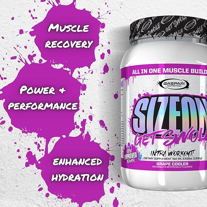 Gaspari Nutrition SizeOn, The Ultimate Hybrid Intra-Workout Amino Acid & Creatine Formula, Increased Muscle Volume & Muscle Recovery (3.59 Pound, Grape Cooler)