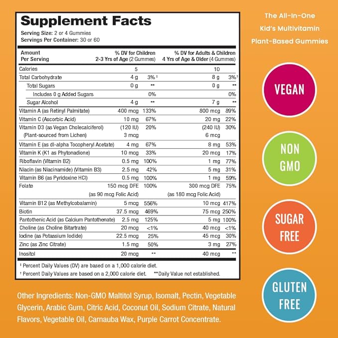 NutraChamps Kids Multivitamin Gummies | Multivitamin for Kids | 120 Gummy Vitamins for Kids | Sugar Free Kids Vitamins Gummy Multivitamin | Vegan & Non-GMO | Strawberry, Passionfruit, Peach & Cherry