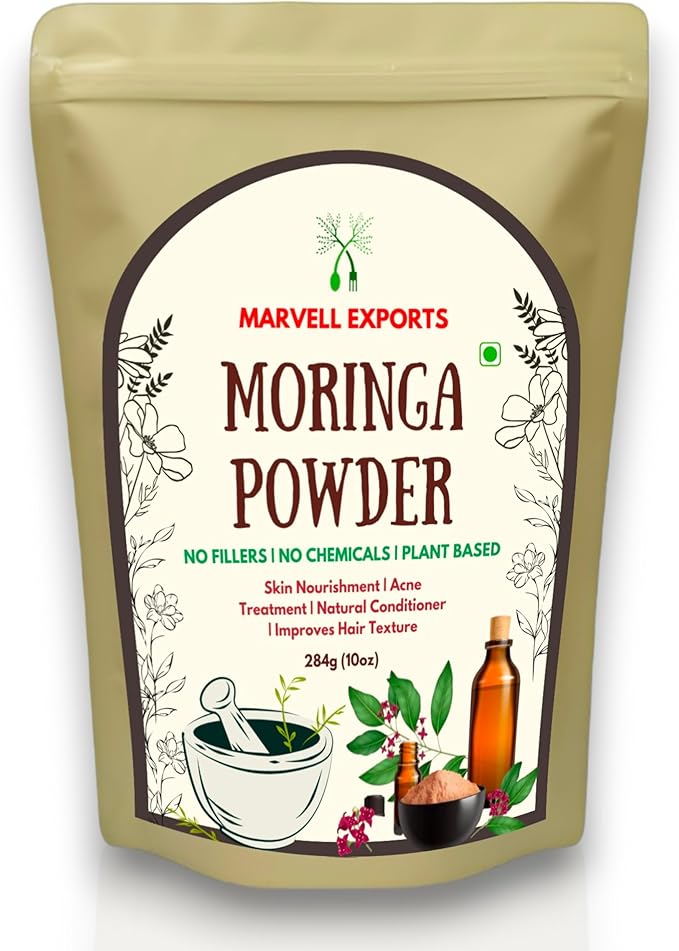 Organic Moringa Powder - Immunity Booster, Drumstick Leaf Powder, Natural Multi-Vitamin, Good for Hair & Skin (284gm/10oz) | Nutrient-Rich Superfood | Natural Energy Booster
