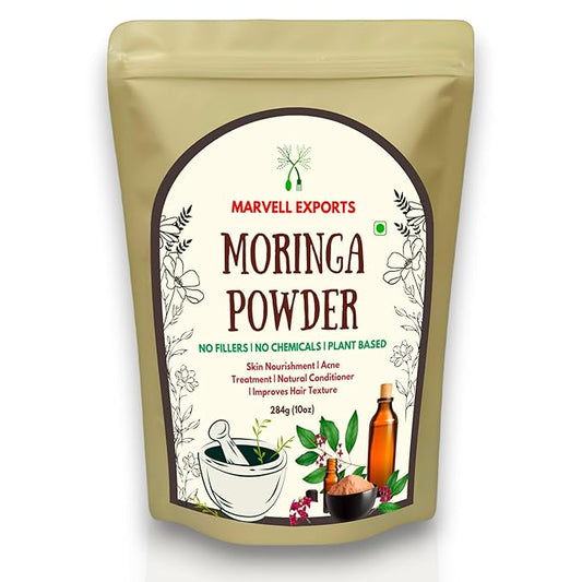 Marvell Exports Moringa Powder - Immunity Booster, Drumstick Leaf Powder, Natural Multi-vitamin, Good for Hair & Skin | Nutrient-Rich Superfood | Natural Energy Booster (454g/16 oz)