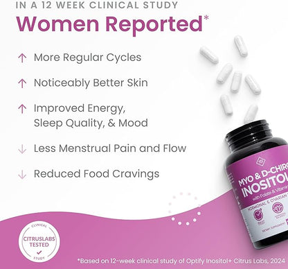 Premium Inositol Supplement - Myo-Inositol and D-Chiro Inositol Plus Folate and Vitamin D - Ideal 40:1 Ratio - Healthy Hormone Balance & Healthy Ovarian Support for Women - Vitamin B8-90 Day Supply