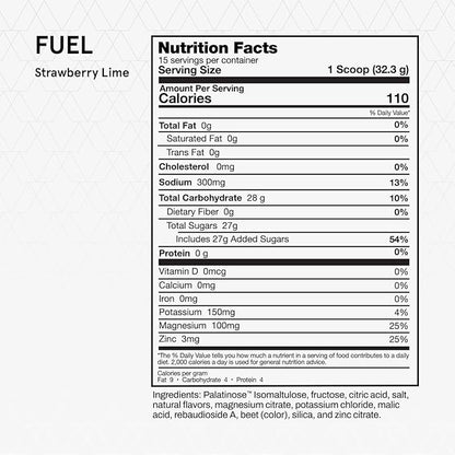 Momentous Fuel Intra-Workout Carbs & Electrolyte Drink Mix - Hydration Powder for Sustained Energy During Workouts - NSF Certified, GMO-Free, Gluten Free - 15 Servings, Strawberry Lime