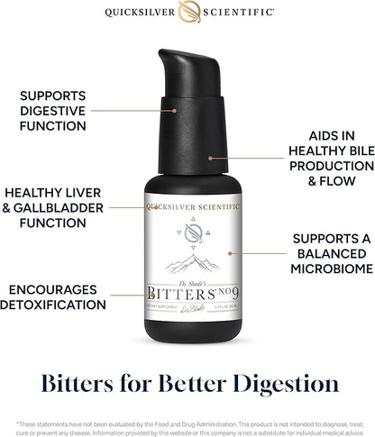 Quicksilver Scientific Dr. Shade's Bitters No. 9 - Bitters for Digestion - Fast Acting Liposomal Digestive Bitters with Milk Thistle, Burdock Root & Juniper Essential Oil - Digestive Support (50ml)