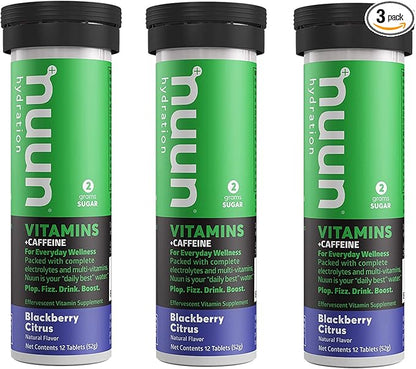 Nuun Vitamins + Caffeine: BlackBerry Citrus Supplement (3 Tubes of 12 Tabs)3