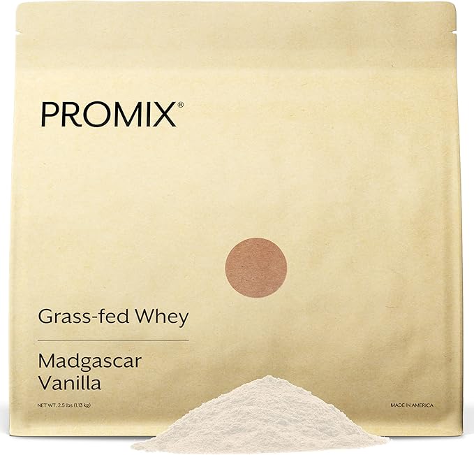 Promix Whey Protein Powder, Vanilla - 2.5lb Bulk - Grass-Fed & 100% All Natural - ­Post Workout Fitness & Nutrition Shakes, Smoothies, Baking & Cooking Recipes - Gluten-Free & Keto-Friendly