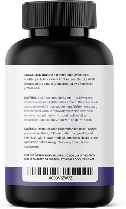 Pure Saffron Extract - Appetite Suppressant for Weight Loss Women & Men - Natural Hunger & Craving Control Supplement - Saffron Supplements for Energy & Mood Lift - 90 Capsules - Made in USA