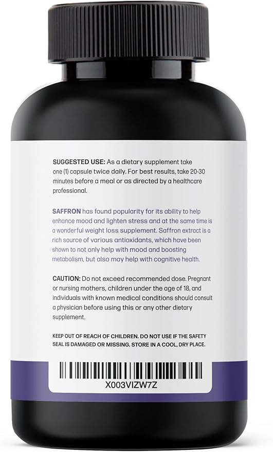 Pure Saffron Extract - Appetite Suppressant for Weight Loss Women & Men - Natural Hunger & Craving Control Supplement - Saffron Supplements for Energy & Mood Lift - 90 Capsules - Made in USA