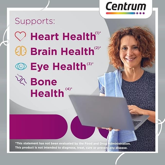 Centrum Silver Womens Multivitamin for Women 50 Plus, Multivitamin Supplement with Vitamin D3, B Vitamins, 65 Tablets (Pack of 1)