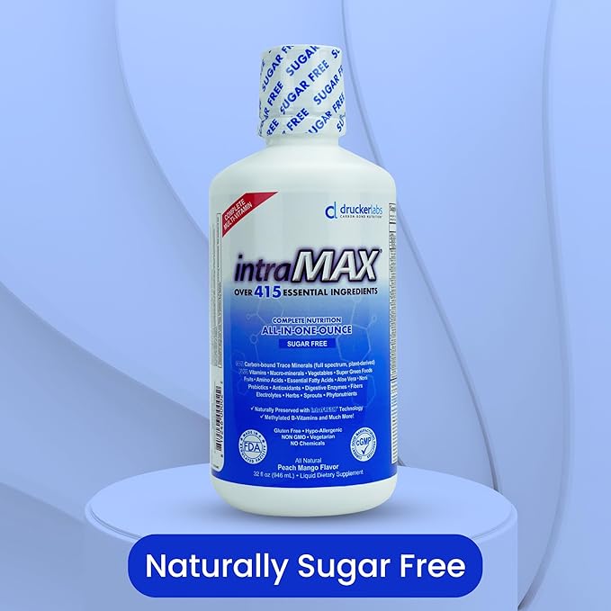 DRUCKER Labs - IntraMAX 2.0 Organic Liquid Trace Minerals, Liquid Multivitamin for Men and Women, Non GMO, Dairy Free, Gluten Free, Magnesium, Zinc, Vitamin D, C, E, Sugar Free (32 oz., Unsweetened)