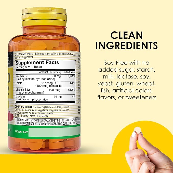 MASON NATURAL Heart Formula B6/B12/Folic Acid Tablets, Dietary Supplement Supports Cardiovascular Health, Red Blood Cell Formation, Metabolic Function, 90 Count (Pack of 3)
