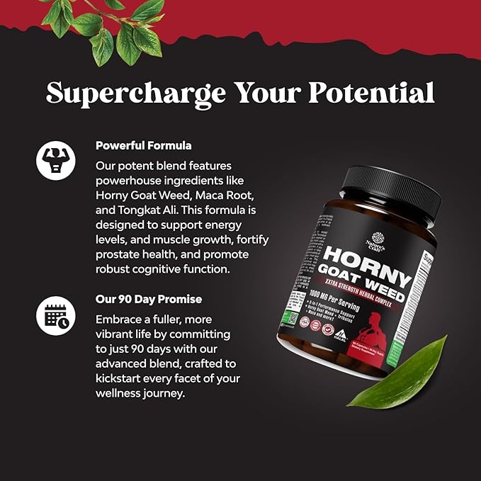 Horny Goat Weed Extract Complex - Invigorating Blend with Tribulus Saw Palmetto L Arginine and Tongkat Ali Extract and Maca Root for Men and Women for Enhanced Energy and Stamina - 30 Servings
