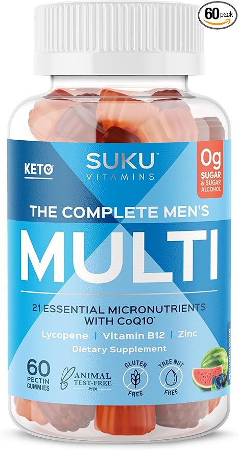 Complete Men's Multi - MicroNutrients: CoQ10, Lycopene Gummies for Prostate Health - Easy to Chew - Non GMO, Gluten Sugar Free - Mixed Fruit Fusion Gummy Vitamins, 60 Count